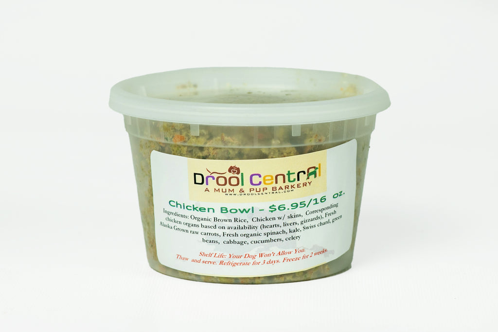 Drool Central's Fresh-Frozen 16 oz. Chicken Meal for Dogs.